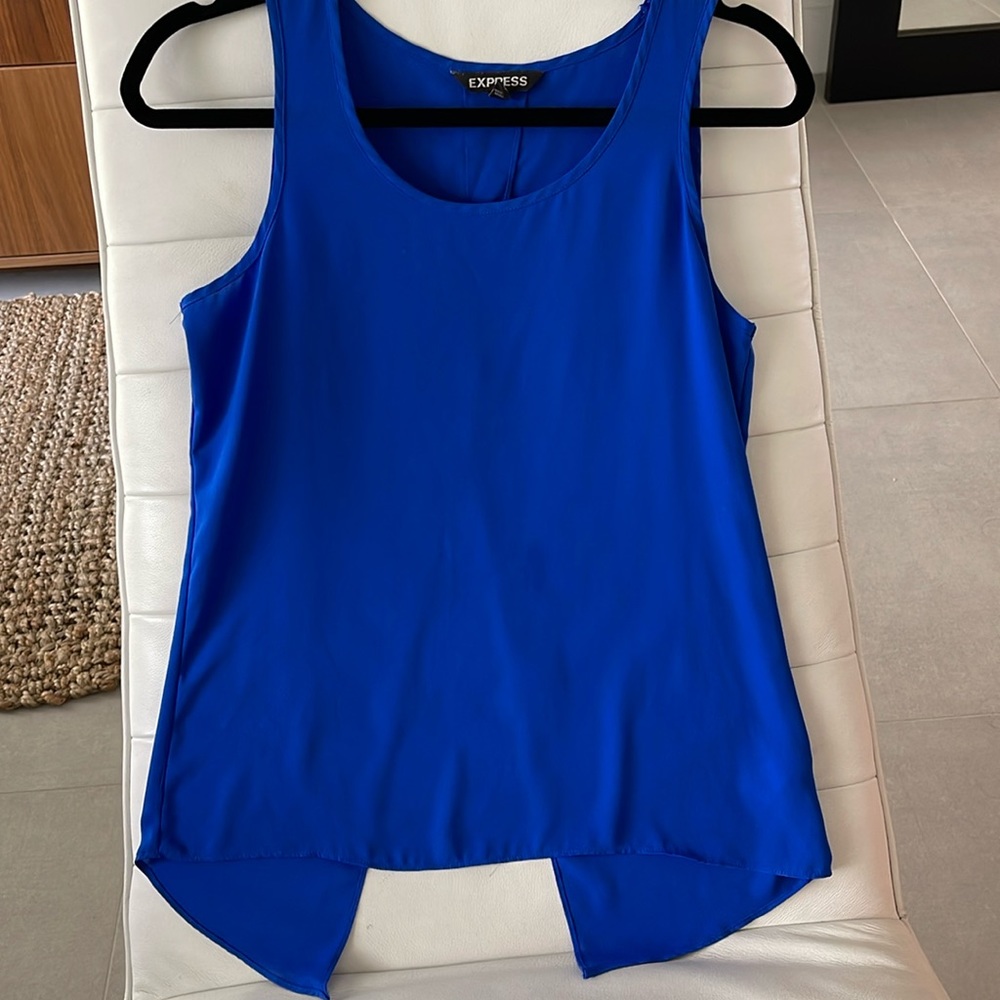 EXPRESS WOMEN SIZE XS Royal blue SLEEVELESS TANK WITH SLIT ON BACK